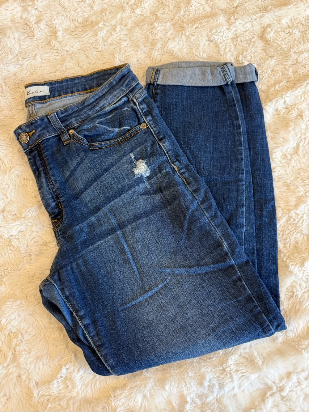 KanCan Dark Blue Skinny Jeans with Light Distress